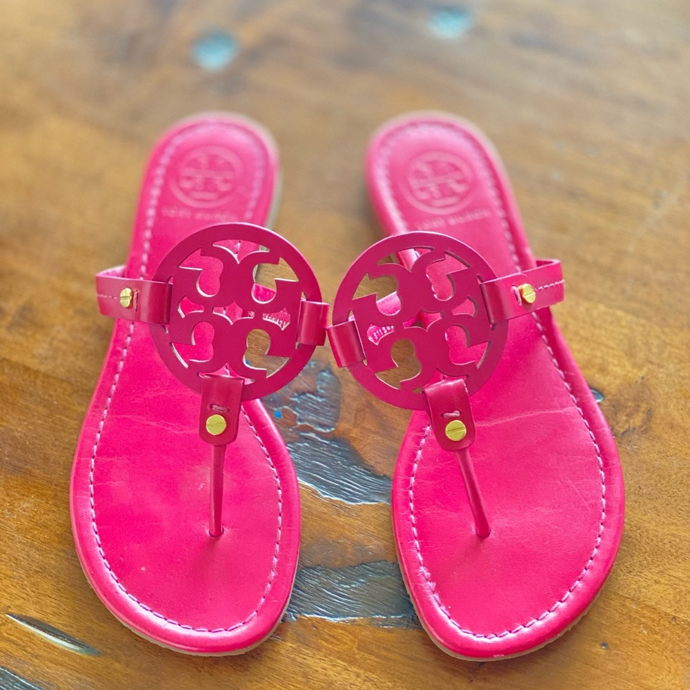 Tory Burch Pink Miller Soft Leather Sandal, Size 7